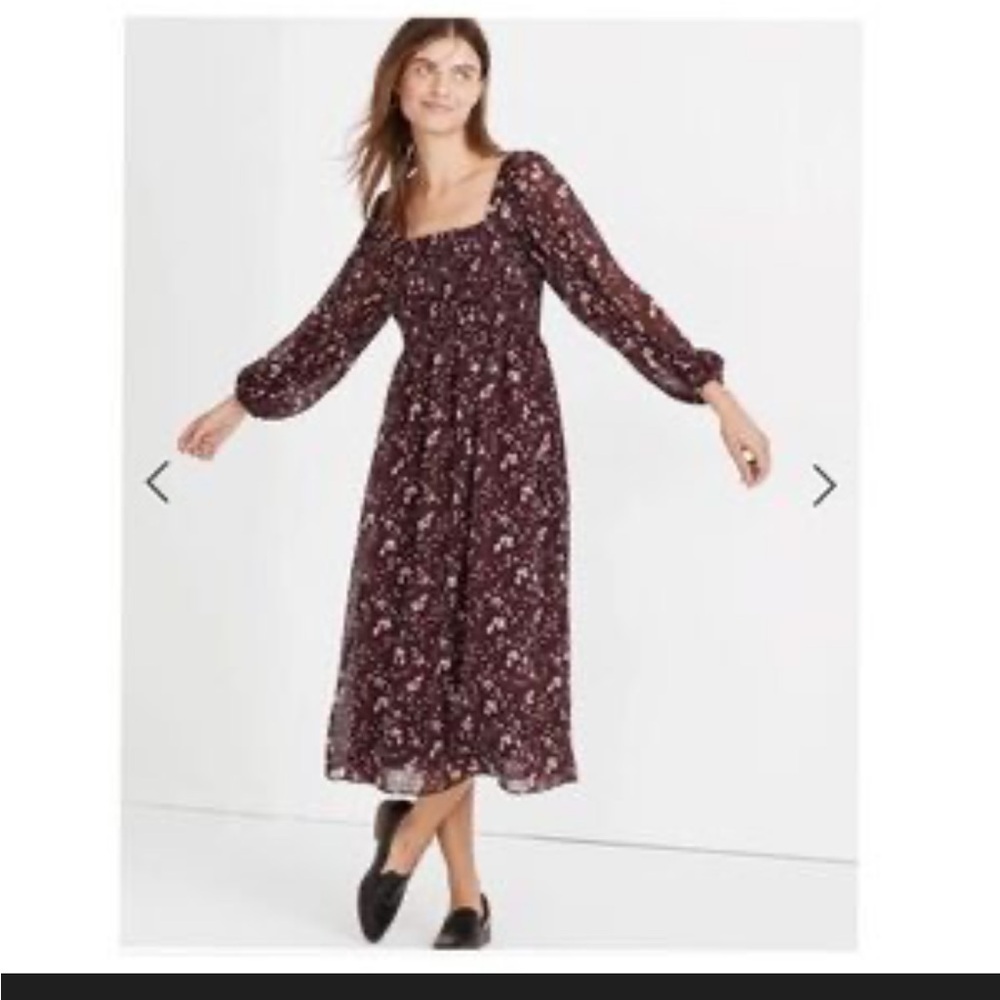 Madewell Georgette Vneck Tiered Midi Dress size small